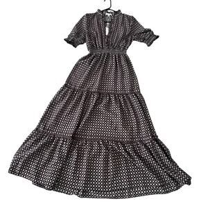 NWT Max Studio dress black white patterned layered long dress sz M w $148 tag